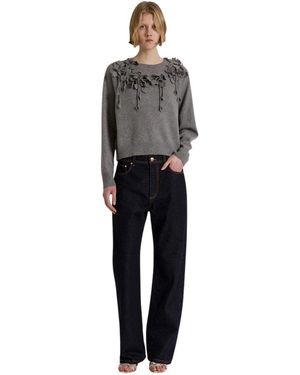 Alberta Ferretti Jeans ,Blauw ,Katoen Wide-Leg Jeans - Zwart