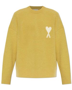 Ami Paris Round-Neck Knitwear - Giallo