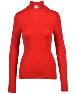 Etro Woll Rollkragen Pullover - Rot