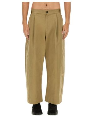 Studio Nicholson Broeken ,Katoen Sorte Deep Pleat Volume Pant - Groen