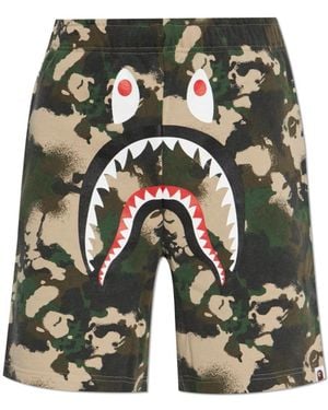 A Bathing Ape Camouflage-Motiv-Shorts - Grün