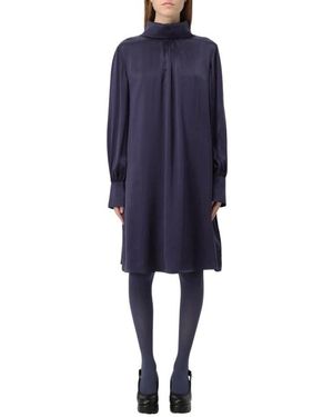Aspesi Blaues A-Linie Minikleid Mit Stehkragen