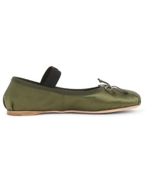Miu Miu Grüne Ballerinas Mit Schicker Schleifendetail