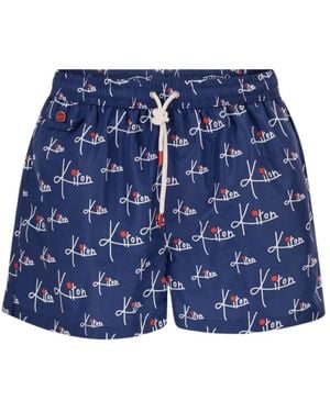 Kiton Logo Print Badeshorts - Blau