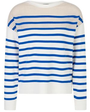 Marc Cain Geringelter Pullover &#39;Rethink Together&#39 - Blau