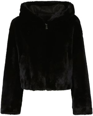 Pinko Gasteria Faux Fur Hooded Jacket - Zwart