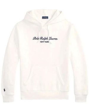 Ralph Lauren Hoodies & Sweatvesten ,Wit ,Katoen Logo Fleece Hoodie