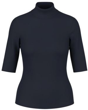 Marc Cain Basic T-Shirt Mit Stehkragen - Blau