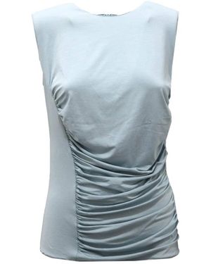 Armani Tops ,Blauw ,Mouwloze Gedrapeerde Top