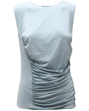 Armani Tops ,Blauw ,Mouwloze Gedrapeerde Top