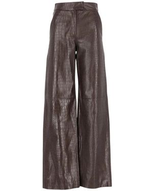FEDERICA TOSI Leather Trousers - Brown