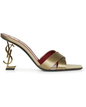 Saint Laurent Heeled Mules - Brown