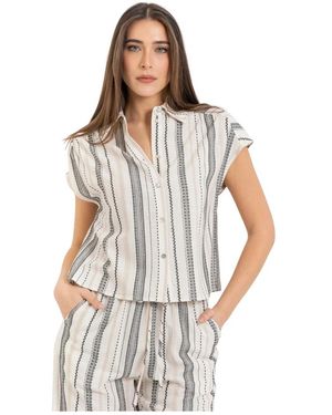 Kocca Overhemden ,Stijlvolle Gestreepte Cropped Blouse - Grijs