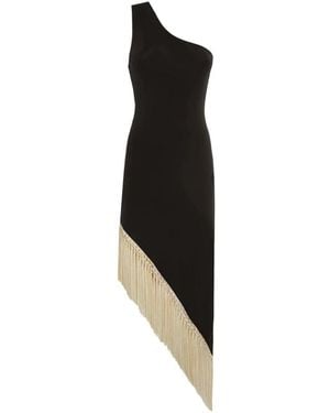 Taller Marmo Asymmetrisches One-Shoulder-Kleid Mit Fransen - Schwarz