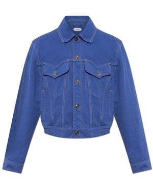 Versace Jassen ,Blauw ,Katoen Cotton Trucker Jacket