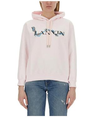 Lanvin Hoodie Van Katoen Met Geborduurd Logo - Wit