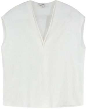 Vince Boxy V-Neck Mouwloze Top - Wit