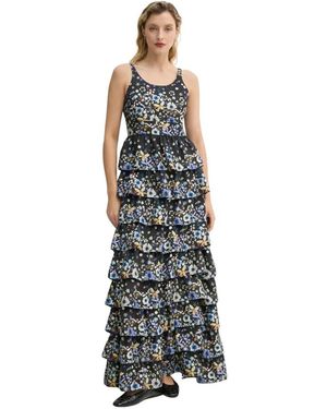 Munthe Kleedjes ,Veelkleurig ,Polyester Fruma Maxijurk - Zwart