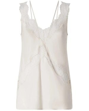 Pinko Tops ,Roze ,Nylon Lingerie Kant Top - Wit