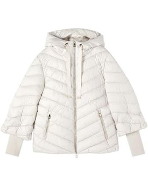 Oltre Daunenjacke Mit Kapuze Und Bündchen - Weiß