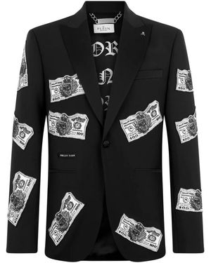 Philipp Plein Blazer Dollars Strass - Zwart