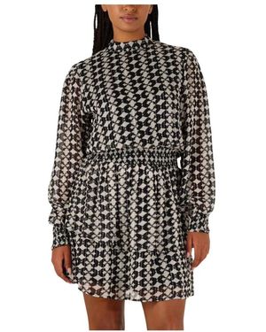 Aaiko Kleedjes ,Zwart ,Ikat Dot Jurk Zwart