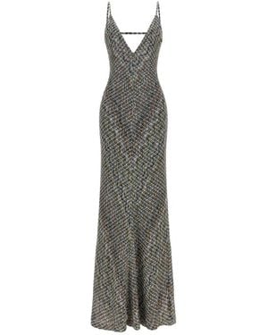 Missoni Kleedjes ,Veelkleurig ,Pailletten Lange Jurk Met Open Rug En Pailletten - Grijs