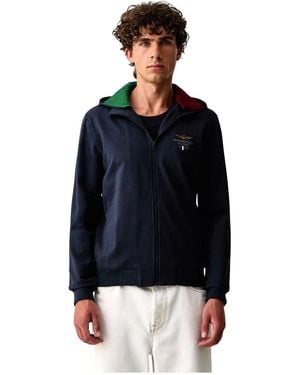 Aeronautica Militare Hoodies & Sweatvesten ,Blauw ,Katoen Zip-Through Hoodie - Zwart