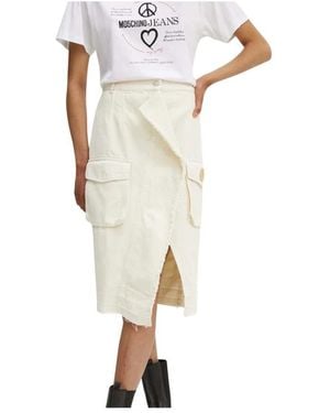 Moschino Katoenen Denim Midi Rok - Wit
