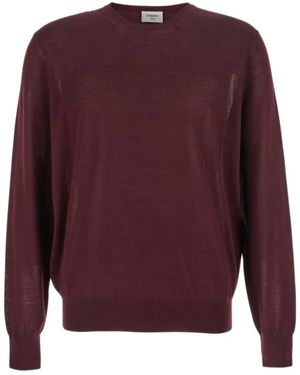 Saint Laurent Truien & Vesten ,Bruin ,Wol Pull Col Rond Laine Fine Mil 6040 - Paars