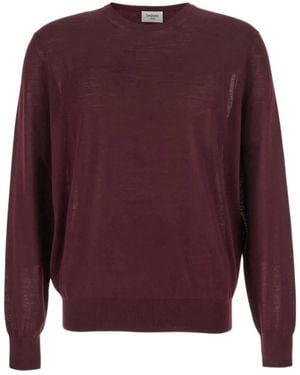 Saint Laurent Truien & Vesten ,Bruin ,Wol Pull Col Rond Laine Fine Mil 6040 - Paars