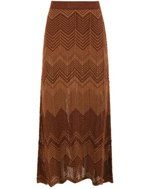 Akep Rokken ,Bruin ,Polyester Bruine Zigzag Lange Gebreide Rok