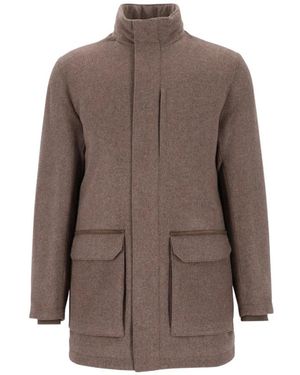Corneliani Single-Breasted Coats - Marrón