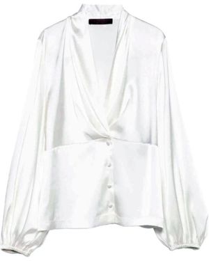 D.exterior Overhemden ,Wit ,Polyester Witte V-Hals Geplooide Blouse