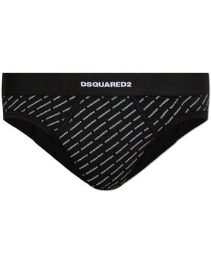DSquared² Ondergoed ,Zwart ,Katoen Katoenen Slips Met Monogram