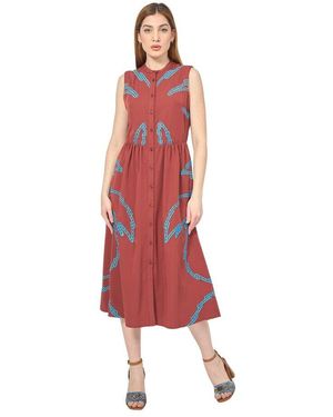 Silvian Heach Braunes Besticktes Maxikleid - Rot