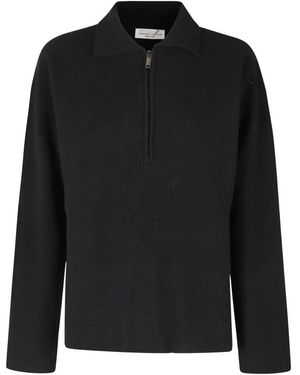 Roberto Collina Tops ,Zwart ,Polo Van Gebreide Stof