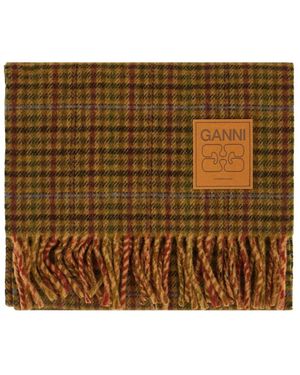 Ganni Accessoires ,Veelkleurig ,Wol Geborduurde Sjaal - Metallic