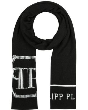 Philipp Plein Accessoires ,Zwart ,Wol Lang Jacquard Sjaal 'Danny'