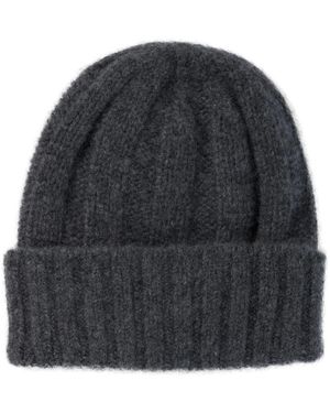 Beams Plus Graue Gerippte Cashmere Beanie Mütze