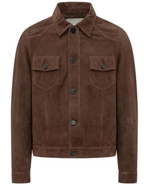 Amaranto Lederjacke Mit Taschen - Braun