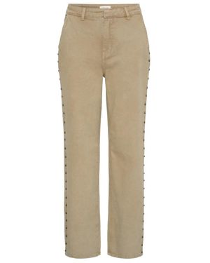 Cream Broeken ,Rechte Broek - Naturel