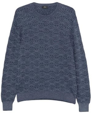 Etro Truien & Vesten ,Blauw ,Wol Wool Crew-Neck Sweater