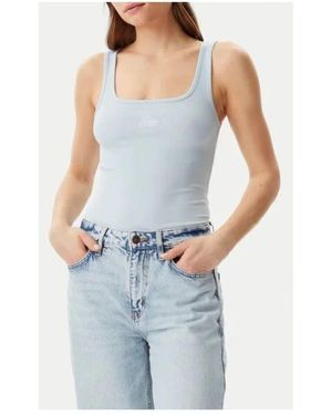 Guess Slim Rib Embro Tank Top - Blau