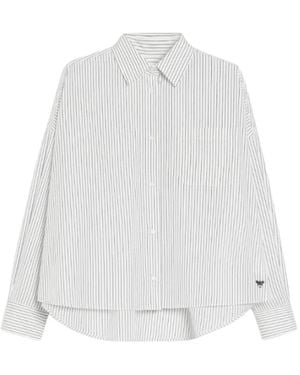 Weekend by Maxmara Blaue Oversized Baumwoll-Popeline-Bluse - Weiß