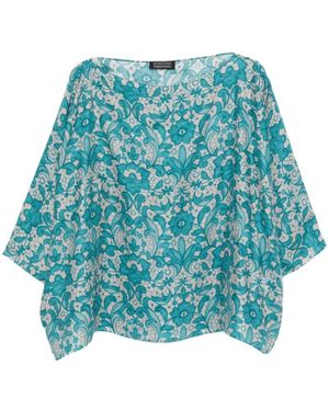 Gianluca Capannolo Overhemden ,Blauw ,Laura Gedrukte Zijden Blouse