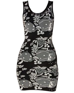 Tooche Moderne Schwarz-Weiß Strickkleid