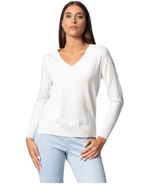 Kocca Weicher, Lässiger V-Ausschnittpullover - Weiß