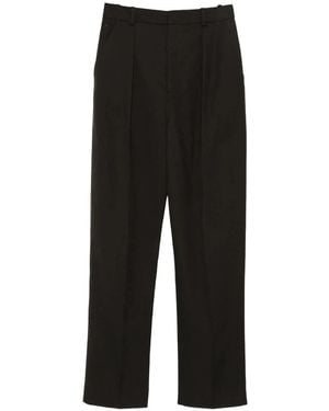 Lemaire Schwarze Plissierte Vorderseite Knopfverschluss Hose