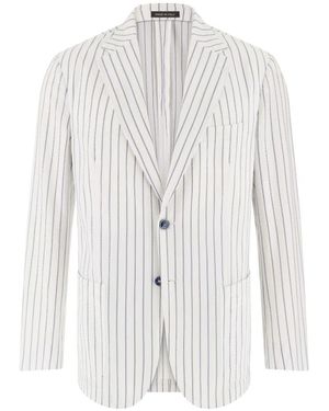 BOGGI Jassen ,Wit ,Katoen Superlichtgewicht Pinstripe Jas